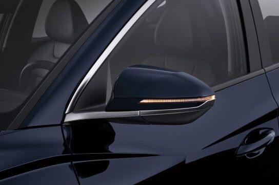 Tucson side mirror with DLO chrome molding